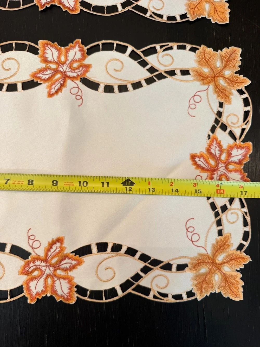 Autumn Leaf Embroidered Placemat Set/2 Cream with Orange Accents NOS